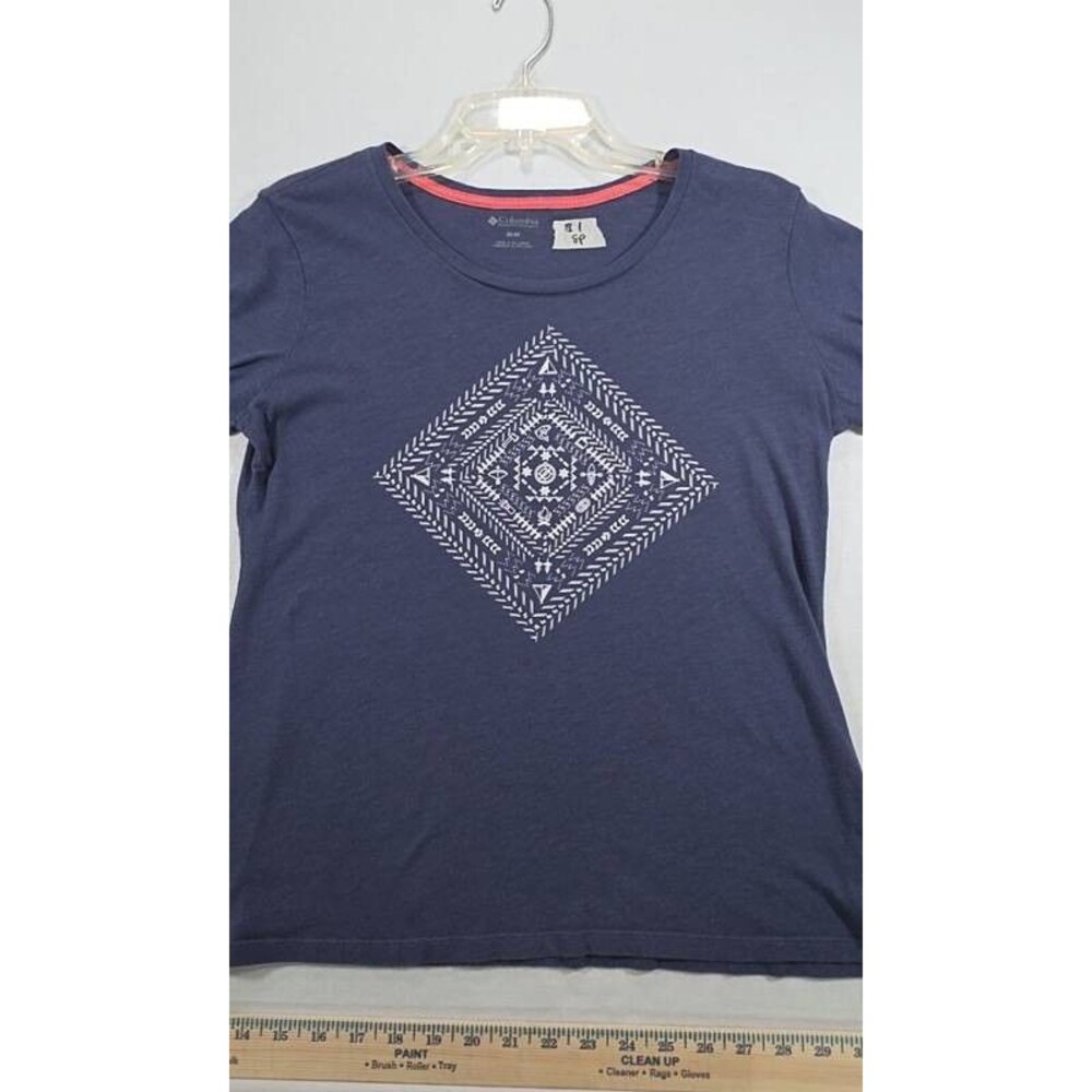 Columbia T-Shirt Size M Navy Blue Graphic Cotton Blend Women's Good